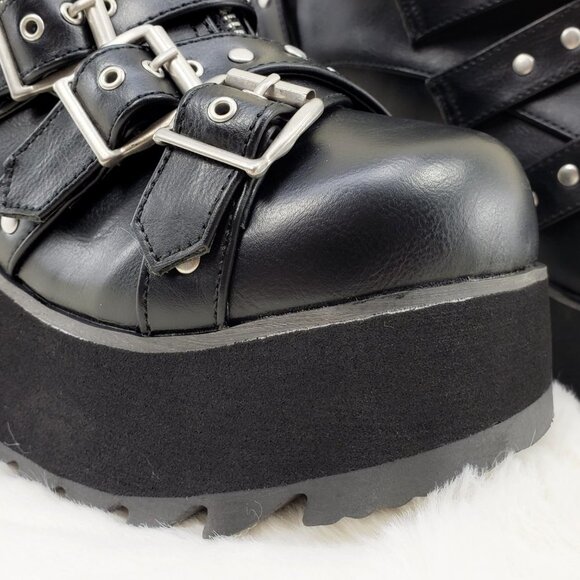 Platform Goth Boot Bootie Skull Head - Picture 8 of 13